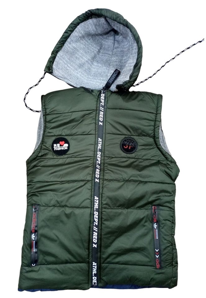 Sleeveless Parachute Winter Kids Jacket Removable Hood Invisible Zip (5~8) Years