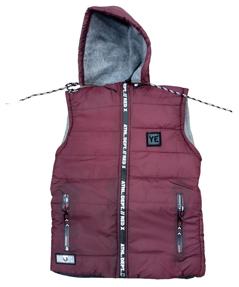 Sleeveless Parachute Winter Kids Jacket Removable Hood Invisible Zip (5~8) Years