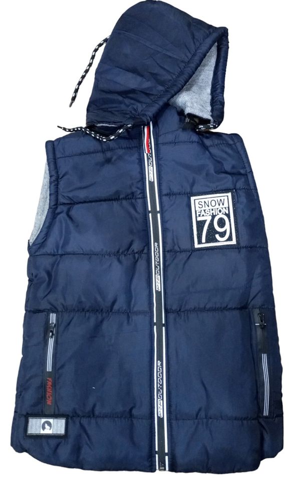 Sleeveless Parachute Winter Kids Jacket Removable Hood Invisible Zip (5~8) Years