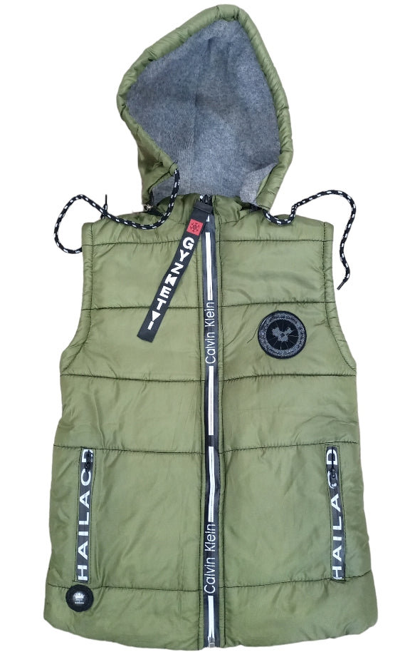 Sleeveless Parachute Winter Kids Jacket Removable Hood Invisible Zip (5~8) Years