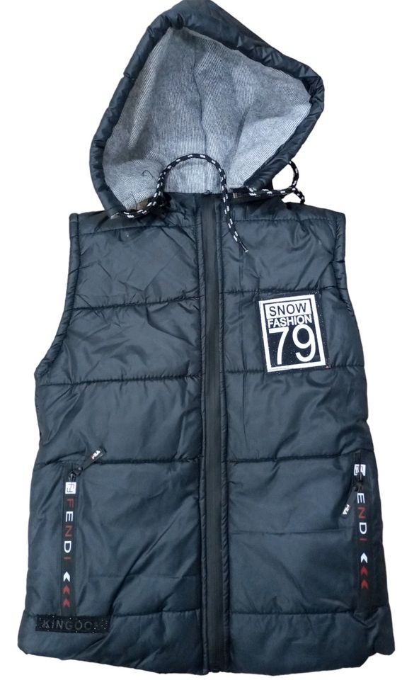 Sleeveless Parachute Winter Kids Jacket Removable Hood Invisible Zip (5~8) Years